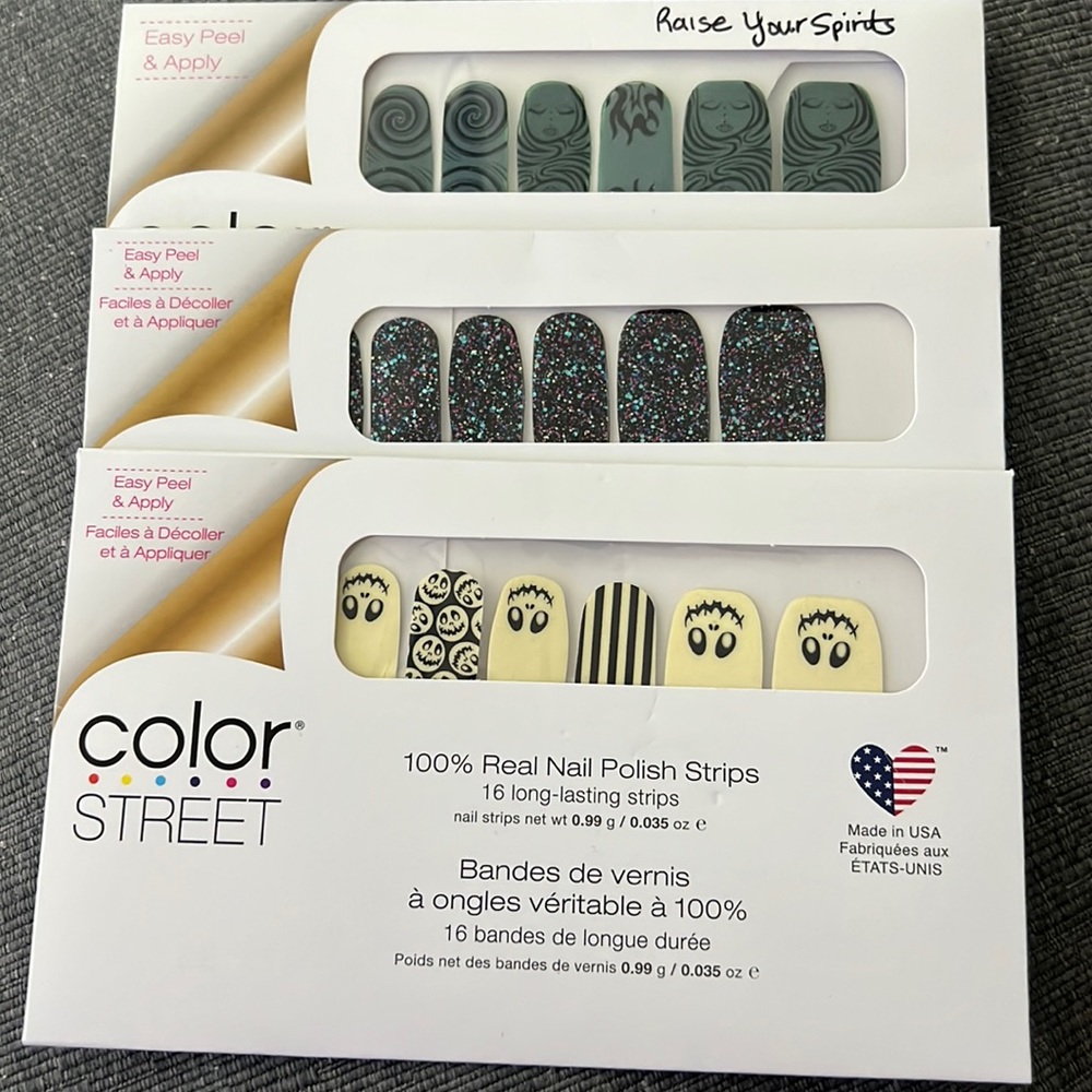 Colorstreet Halloween holiday HTF retired glow in the dark skulls glitter nwt